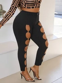 SHEIN SXY Plus Size Ripped Casual Denim Jeans, Simple & Fashionable For Everyday Wear - Black - View 5