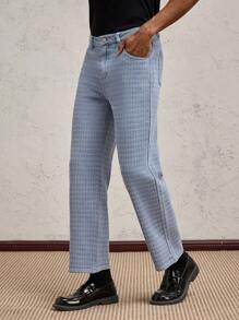 AKNOTIC Party Men's Woven Long Straight-Leg Casual Jeans, Suitable For Daily Wear - Light Wash - View 2