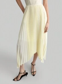 Ontre 2025 Novo Dia dos Namorados Feminino Urbano Elegante Sem Mangas Slim Fit Patchwork Bainha Assimétrica Vestido Longo, Amarelo Verão - Branco - Ver 2