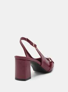 CUCCOO BIZCHIC New Pointed Toe Chunky Heel Pumps For Women, Bowknot Color Block Rivets Closed Toe Fashion High Heels Spring Shoes Spring Break Easter For Christmas - Burgundy - View 8