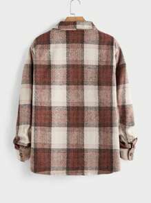 Manfinity VCAY Men's Slim Fit Checkered Lapel Long Sleeve Jacket - Red - View 2