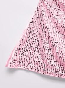 SHEIN EZwear Women Casual/Vacation Sequin Embellished Bandeau Top, Pink - Pink - View 7