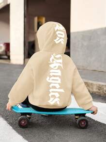 SHEIN 1 Pc Young Boys Street Gothic Letter Graphic Oversized Long Sleeve Hoodie, Casual Streetwear Suitable For Outing, Daily Gathering, Autumn/Winter