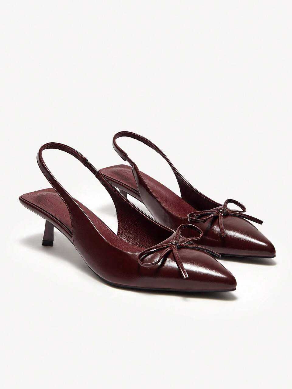 CUCCOO CHICEST Pointed Toe Stiletto Heel Bow Tie Burgundy Women's High Heel Pumps, Elegant Vintage Style For Formal Occasions For Christmas Elegant Shoes Wedding Shoes Summer Shoes Bride Shoes