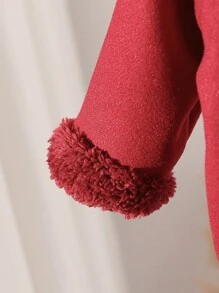 婴儿/女宝宝纽扣拼接连帽长袖外套，时尚百搭，秋冬