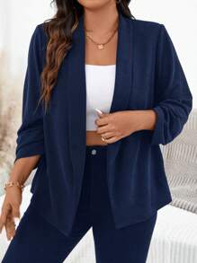SHEIN Essnce Plus-Size Women's Blazer,Women Blazers Black Long-Sleeved Suit, Fall Coat,Back To School Clothes Fall Women Clothes,Old Money Style Teacher Outfits,Business Women Clothes Fall Clothes Work Women Clothes,Coat Fall Women Outfits Office Wear