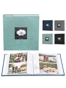1pc Minimalistic Linen Creative Gift 6-Inch 200 Sheets Photo Album With Pockets For Photo Storage - Multicolor - View 1