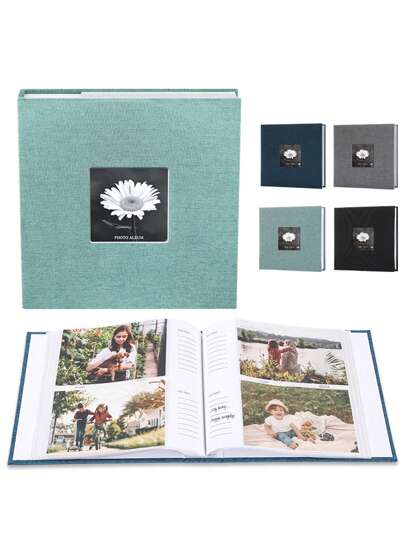 1 件简约亚麻创意礼物 6 英寸 200 张相册，带口袋用于照片存储