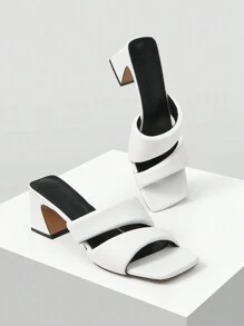 MOTF PREMIUM 女士方头粗跟凉鞋，简约时尚