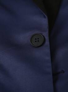 Manfinity Mode 纯色三件套西装套装：西装外套、上衣和裤子，休闲时尚，适合日常穿着，男友礼物 - 藍色 - 查看 7