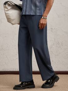 AKNOTIC Business Casual Men's Woven Straight Leg Casual Pants, Suitable For Daily Wear, Spring/Summer, Vacation, Party, Couple Matching, Graduation Gift