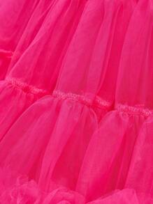 Tween Girls Casual Elegant Cute Tulle Puff Skirt - Hot Pink - View 5