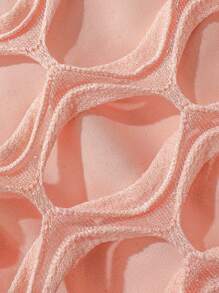 Swim Mod Solid Textured Halter Neck Triangle Top And Bottoms, Cute Women Summer Bikini Set - Pink - View 5