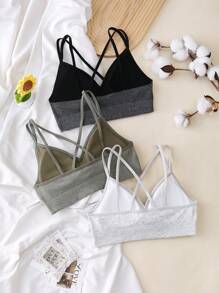 Shein Underwear&Sleepwear Basics Set de 3 piezas de ropa interior cómoda y sin costuras para niñas adolescentes