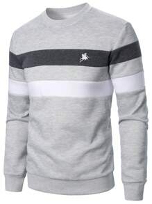 Manfinity Homme Casual Men's Sweatshirt, For Fall, Long Sleeve Top - Multicolor - View 2