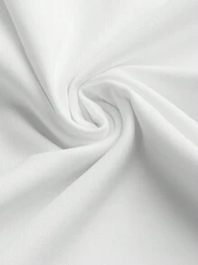 SHEIN Unity 纯色蕾丝拼布斜肩修身短袖不对称领休闲 T 恤上衣 - 白色 - 查看 6