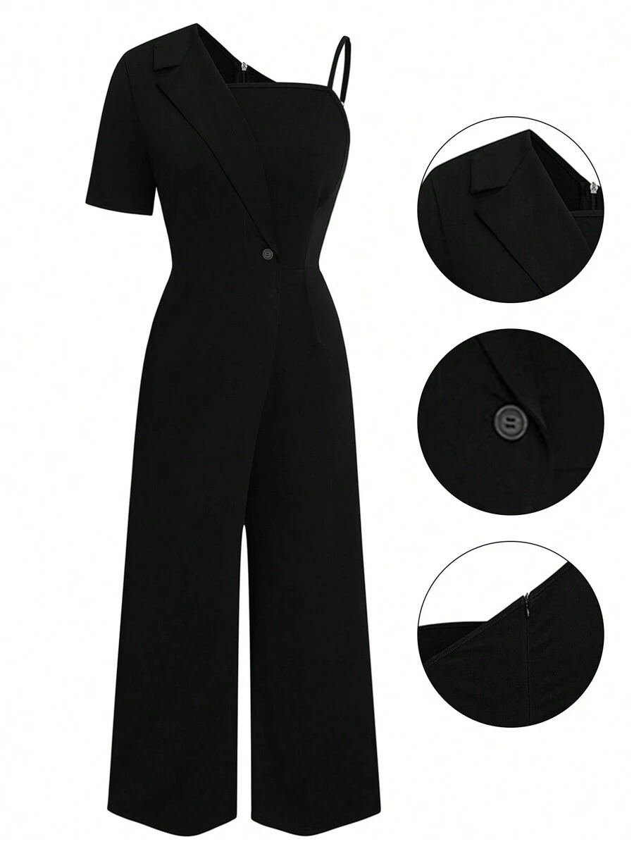 SHEIN Clasi 大码纯色简约时尚休闲连体裤