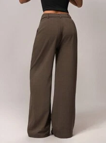 Forever 21 Women's Casual Solid Color Wide Leg Pants - Coffee Brown - View 2