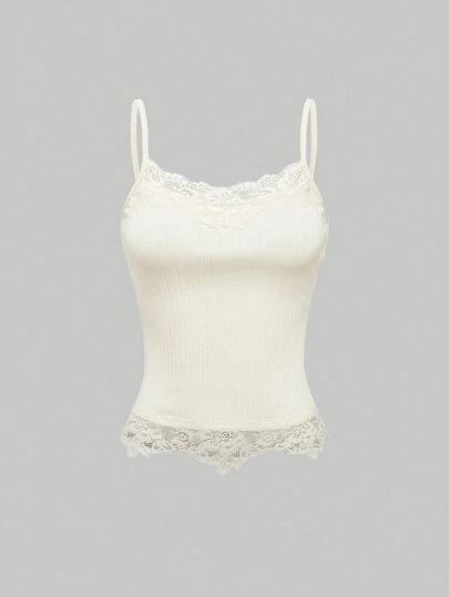 ROMWE Spring/Summer Women Solid Color Casual Minimalist Strap Top, Everyday Wear