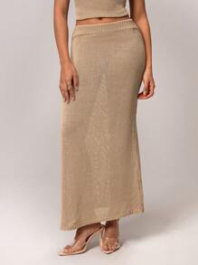 Forever 21 Women Solid Color Knit Sweater Skirt, Minimalist Design For Casual Everyday Wear