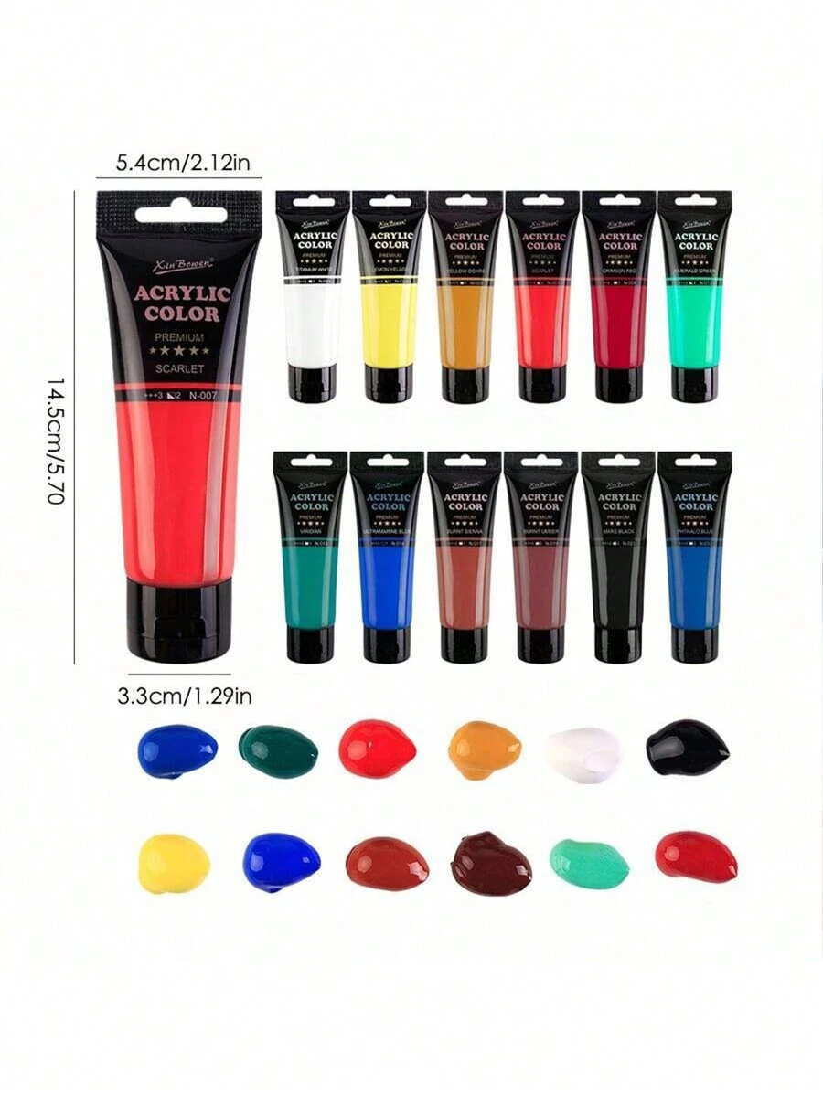 Acrylic Paint, Rich Pigments Colors (75ml/2.54oz) Acrylic Paint Set, Heavy Body Acrylic Paints, Rich Pigment, Waterproof, Acrylic Paint Sets For Adults, Artists Beginners On Canvas Rocks Wood Fabric,Back To School,School Supplies