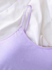 1 حمالة قطنية بسيطة بحمالات رفيعة بلون أرجواني، للفتيات المراهقات