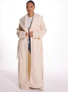 MUSERA Teddy WaterOversized Belted Trench Coat Winter Evening - Cream - View 1