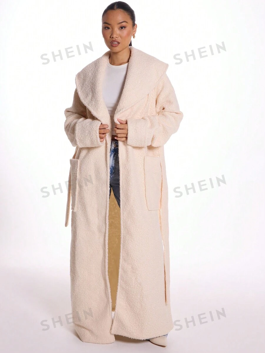 MUSERA Abrigo de trinchera con cinturón y talla grande de Teddy Water para el invierno y la noche - Crema - Ver 1