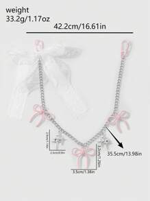 ROMWE Kawaii 1 chiếc Y2K Chic Thời trang Dễ thương Đa năng Chất lượng cao Dây chuyền bạc với ren trắng, Móc khóa mặt dây chuyền hình ngôi sao nơ Acrylic màu hồng, Thích hợp cho phụ nữ, bé gái, trang phục hàng ngày và quà tặng ngày lễ - Hồng - Xem 4