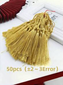 SHEIN 50 PIÈCES franges en soie de 13 cm avec des anneaux en fil d'or | Accessoires artisanaux en vrac pour marque-pages, franges pour toque de graduation, fabrication de bijoux | Décorations pour fêtes, maison, festivals (cadeaux de Noël, Nouvel An)