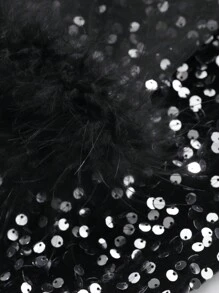 DAZY 宴会网纱拼接亮片性感修身迷你连衣裙，适合女士参加舞会、派对、秋季返校节等场合，长袖奢华连衣裙，新年优雅嘉年华女士礼服 - 黑色 - 查看 8