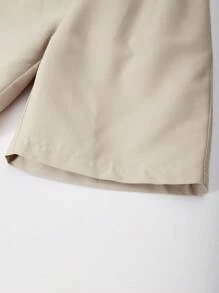 SHEIN Set de 2 piezas para niños mayores que incluye camiseta de manga corta con estampado vintage americano y pantalones cortos casuales a juego