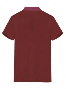 Manfinity Homme Men's Ombre Gradual Color Front Button Short Sleeve Polo Shirt, Casual Everyday Wear Polo T Shirt Men Men Polo T Shirt Polo Shirt For Men Men Shirts Polo Polo Men Shirt - Hot Pink - View 2