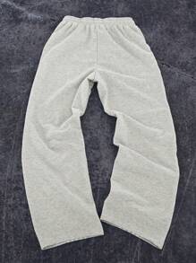 Manfinity EMRG 男士休闲运动裤，系带，条纹拼接和口袋，简约设计 - 灰色 - 查看 2