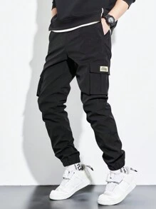 Manfinity Homme 2pcs Men Loose Fit Cargo Pants With Patch Detail - Black - View 7