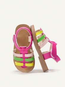 Cozy Pixies Sandalias planas de verano divertidas y versátiles para combinar con todo para niñas pequeñas en colores contrastantes - Rosa Fucsia - Ver 2
