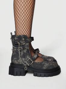 ROMWE Grunge Punk 女士简约时尚休闲高跟鞋，日常穿着 - 黑與白 - 查看 1