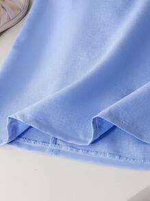 SHEIN Young Girl' Summer Sleeveless Dress With Large Bow, Blue, Elegant, Sweet, Fashion, Sleeveless Princess Style