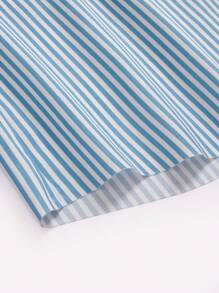 SHEIN Essnce 女士前扣长袖条纹休闲衬衫，日常穿着