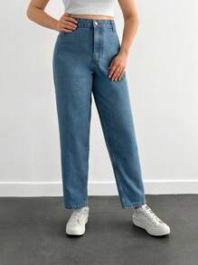 EURMUSE Plus Size Jeans Simple Fashionable Daily Casual - Light Wash - View 3