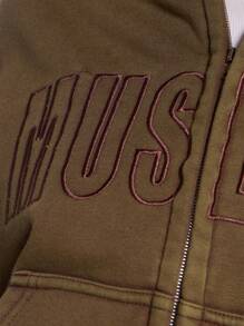 MUSERA Sudadera con capucha con cremallera y pespunte de contraste de logo