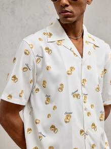 AKNOTIC Business Casual Men's Loose Fit Turn-Down Collar Short Sleeve Casual Shirt, Suitable For Daily Wear In Summer