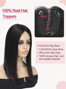 16inch Tóc Đối với phụ nữ Thực tế Con người Đầu tóc Tóc Thẳng Đối với phụ nữ Với Tỉa thưa mảnh tóc - Natural Black - Xem 3