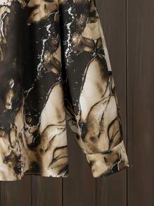 Lacomfia Plus Size Long Sleeve Patchwork Printed Arabian Style Shirt - Apricot - View 5