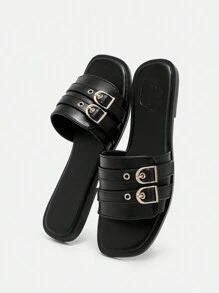 CUCCOO BIZCHIC Women's Casual Versatile Simple Flat Sandals Spring Shoes Spring Break Easter - Black - View 8