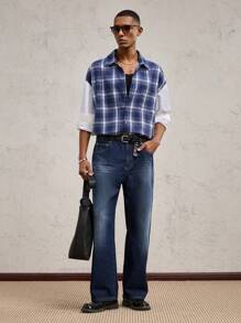 AKNOTIC Party 男士梭织宽松落肩翻领长袖休闲夹克，适合秋冬季日常穿着 - 彩色 - 查看 5