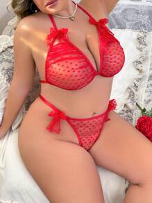 2 件套加大码性感无钢圈蕾丝文胸