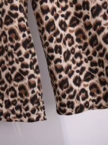 SHEIN LUNE 2 Stück Frauen Große Größen Set aus Leopard Muster Langarm Bluse und Hose für den Herbst/Sommer