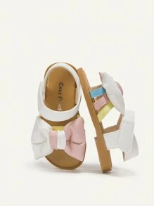 Cozy Pixies 1 Paar farbenfrohe Schleifendesign Prinzessinnenstil Flache Sandalen für Baby Mädchen, vielseitig und süß, für Frühling und Sommer