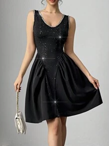 Chiquease 女士闪亮黑色短裙